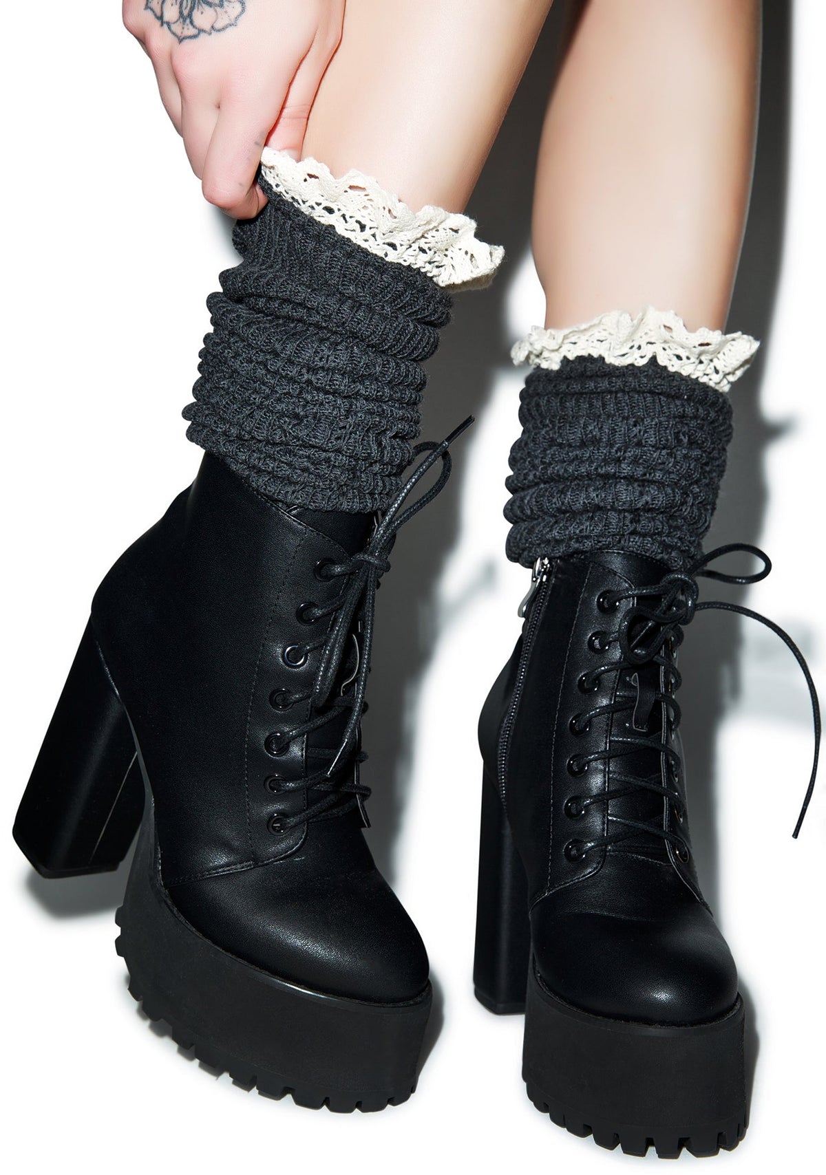 Lace For Days Legwarmers - Dark Gray