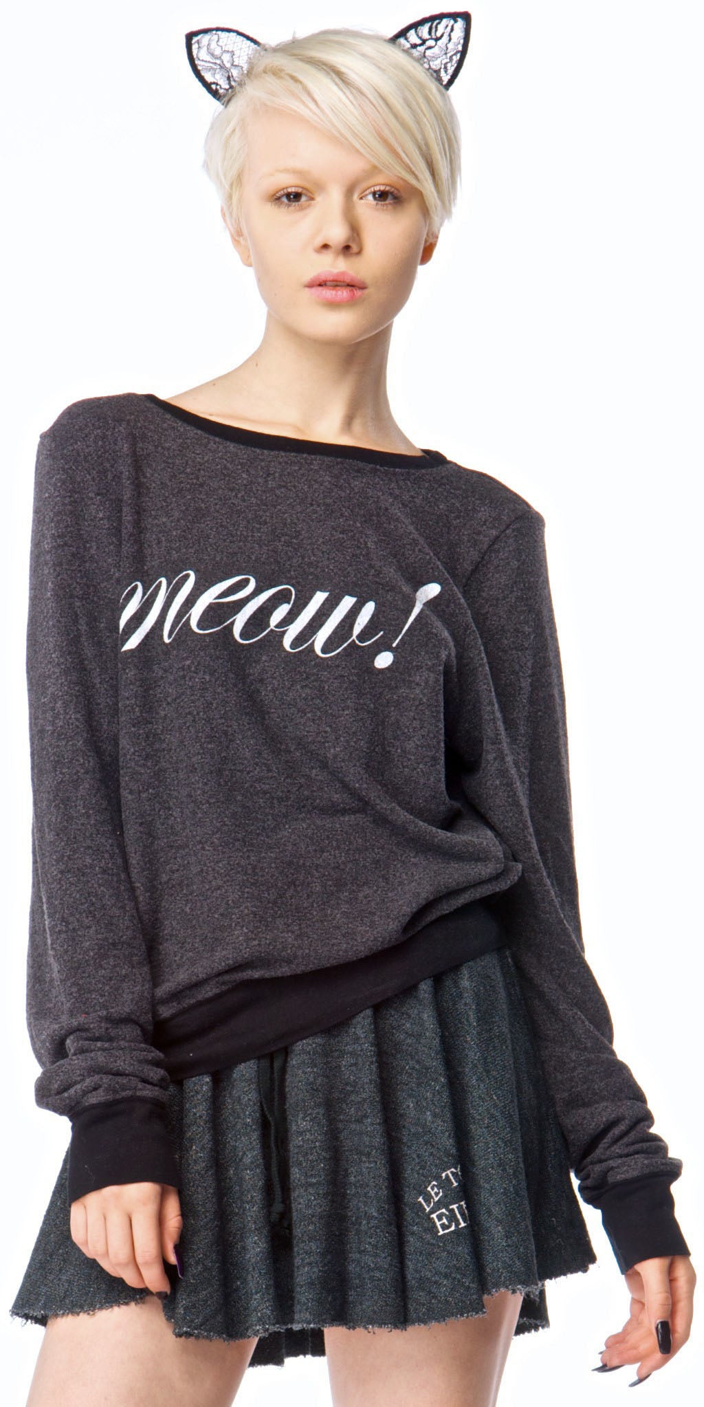 Meow! Baggy Beach Jumper - Black