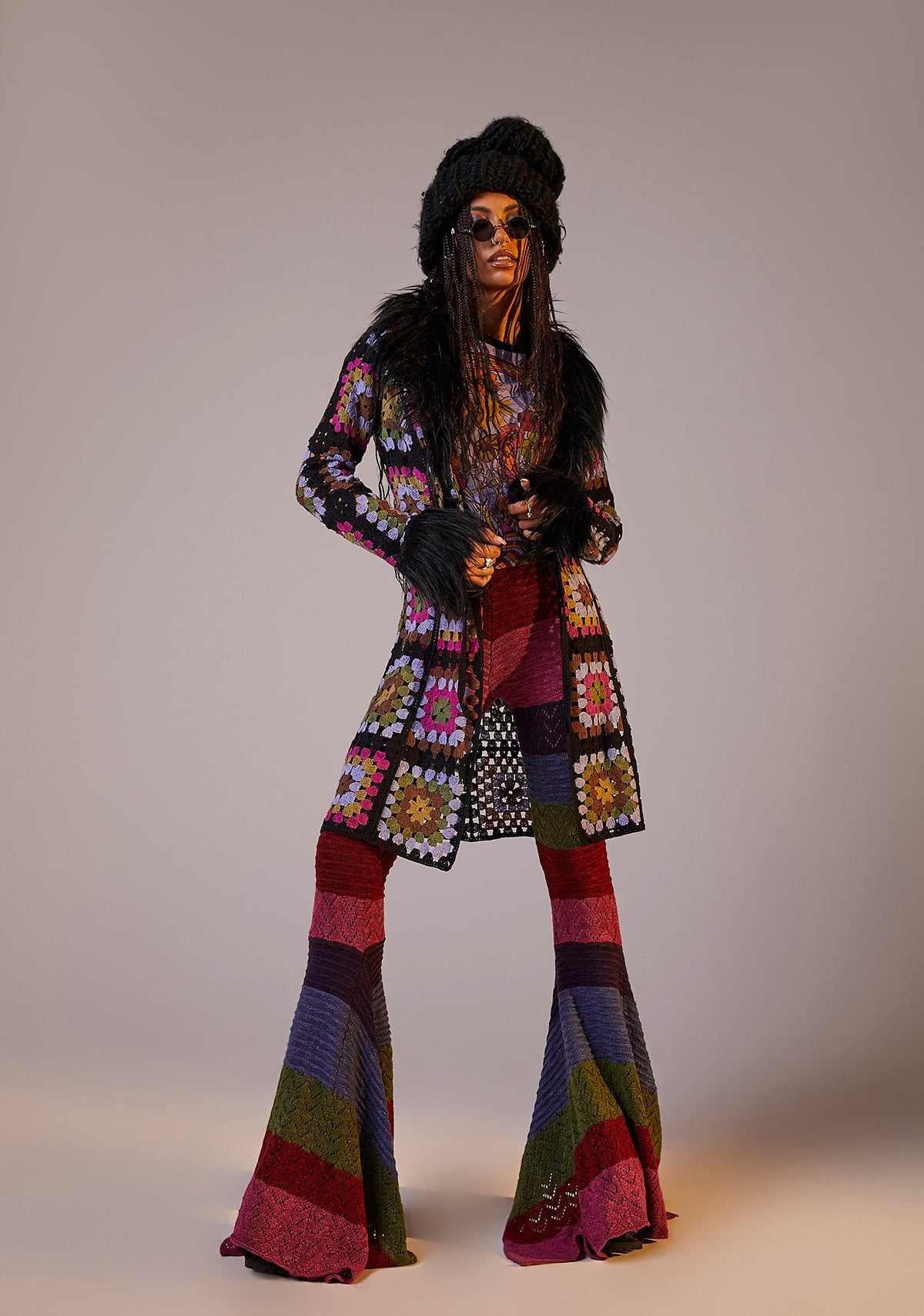 Trippy Fads Crochet Pants - Striped