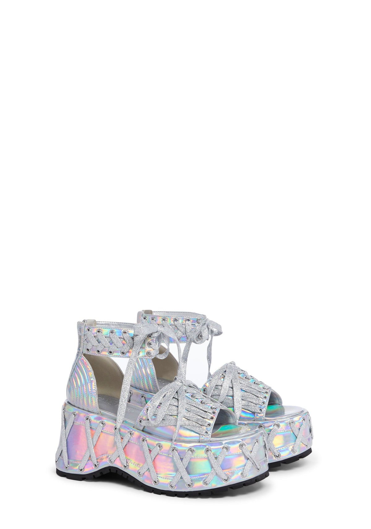 Rude Awakening Platform Sandals - Holo