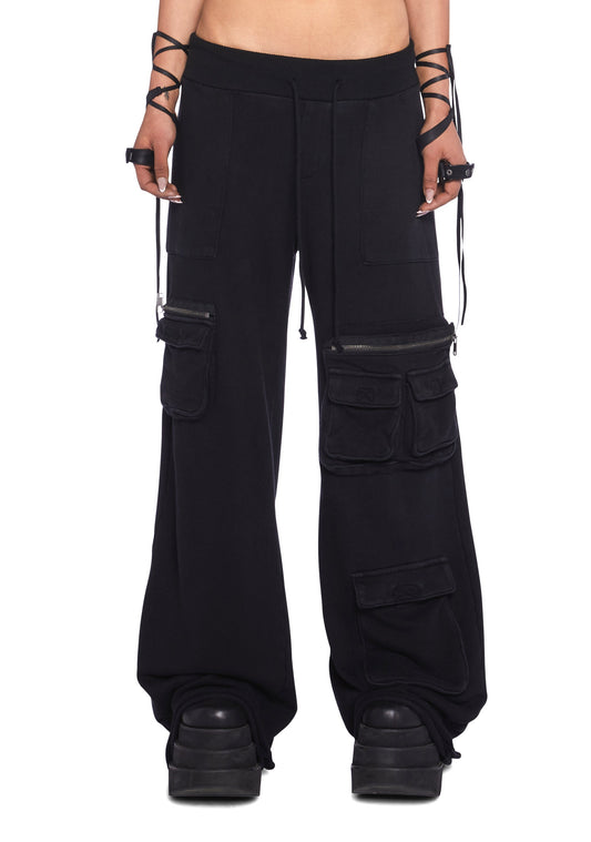 Downbeat Washed Cargo Pants - Black