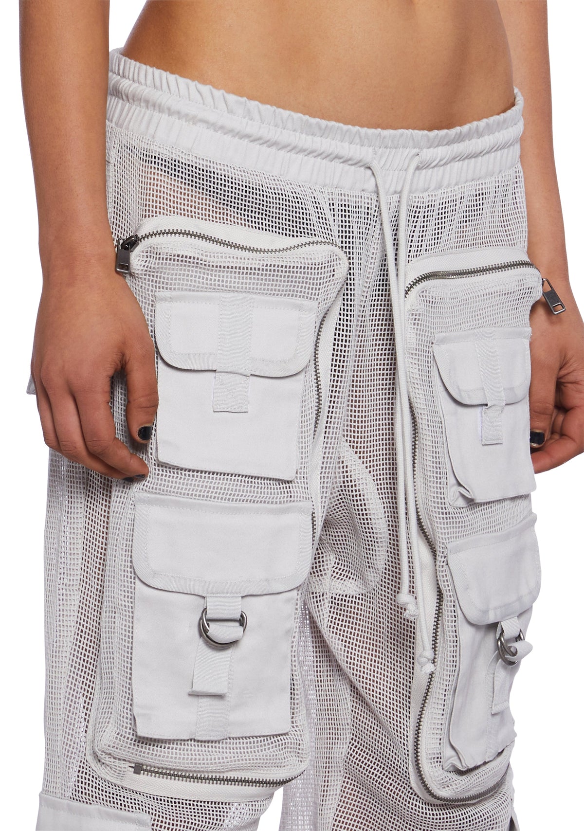 Complex Nights Fishnet Cargo Pants - Gray