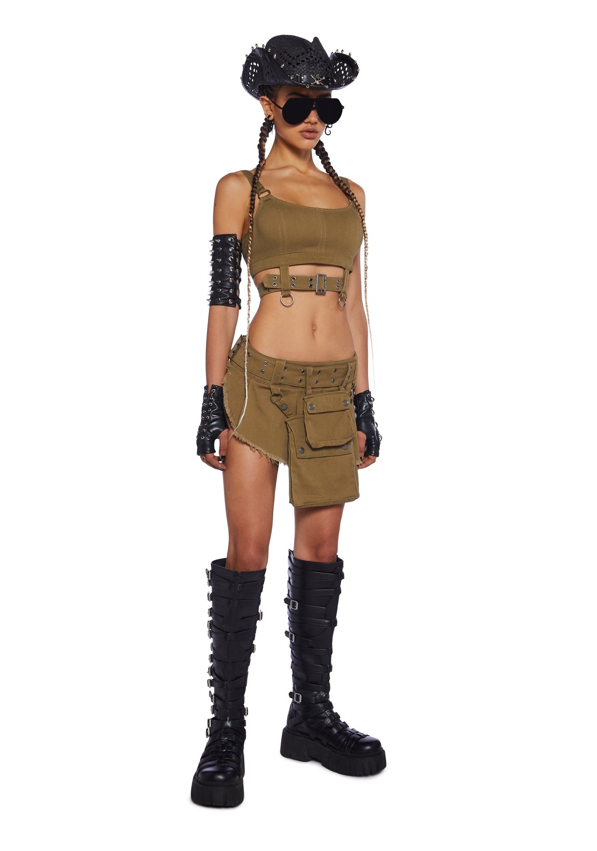 Scorched Earth Utility Mini Skirt - Green
