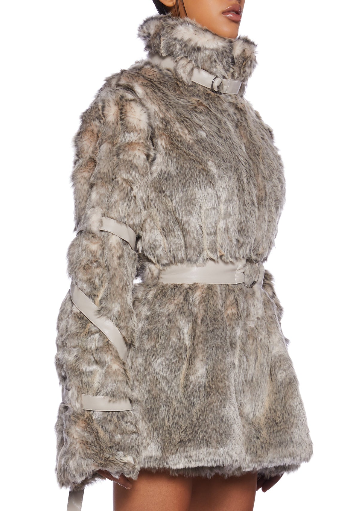 Chamber Faux Fur Jacket With Removable Sleeves - Light Brown