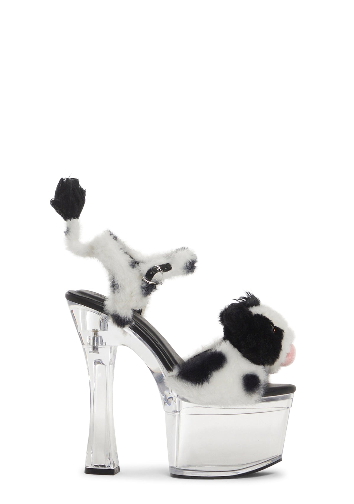Plush Paws Platform Heels - Black/White