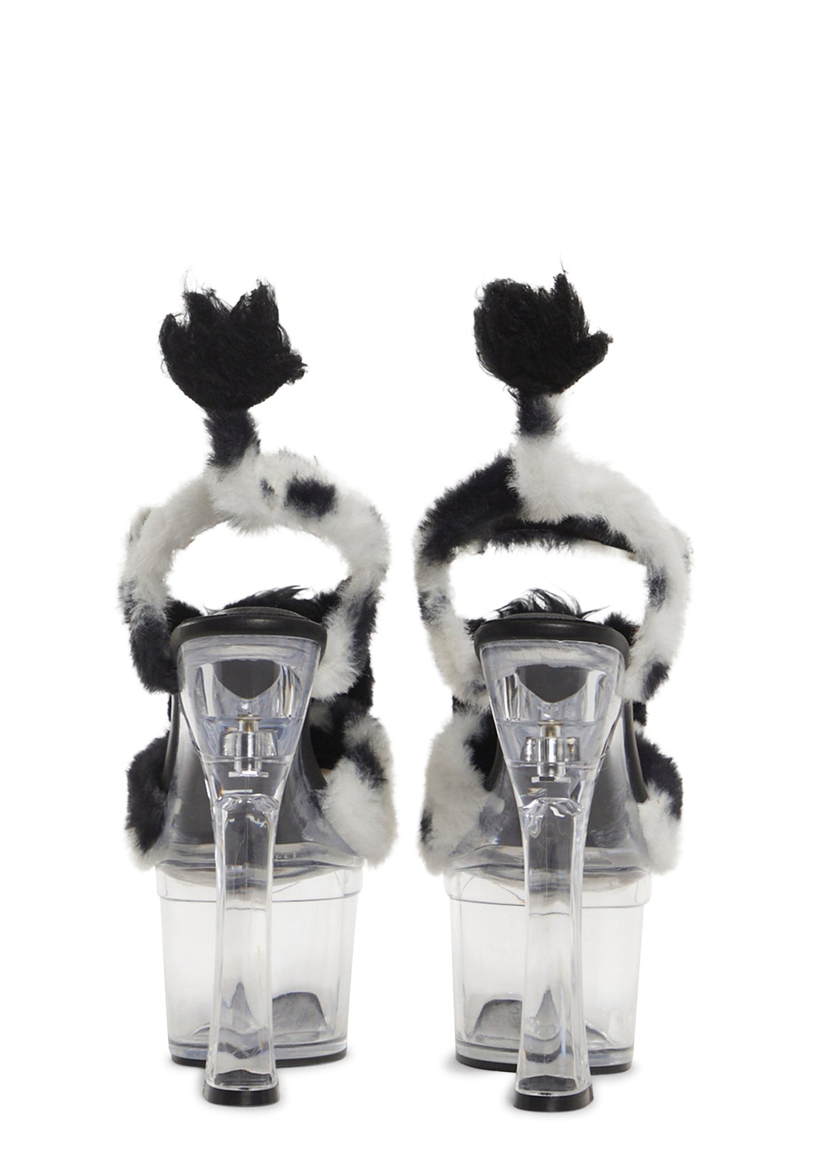 Plush Paws Platform Heels - Black/White