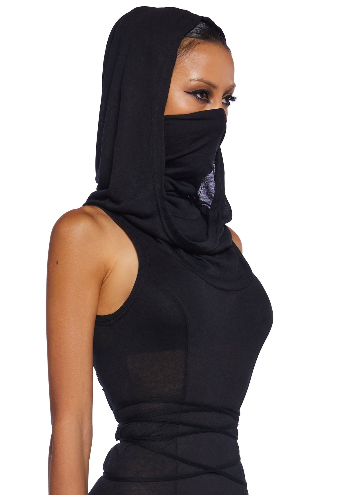 Echo Hooded Slit Maxi Dress - Black