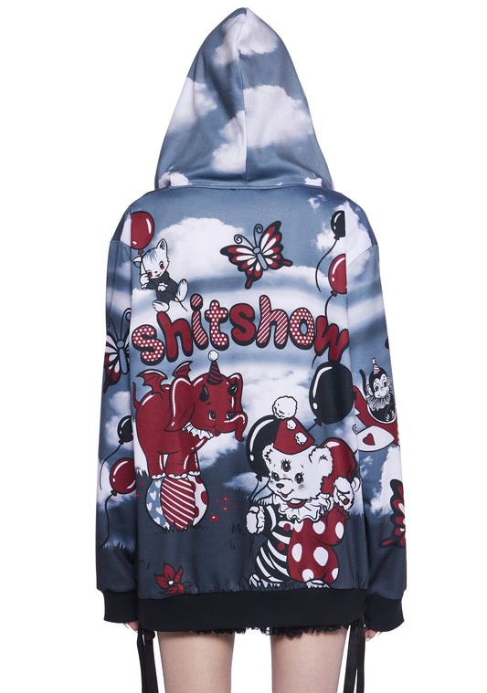 Not So Funhouse Oversized Hoodie - Red/Black