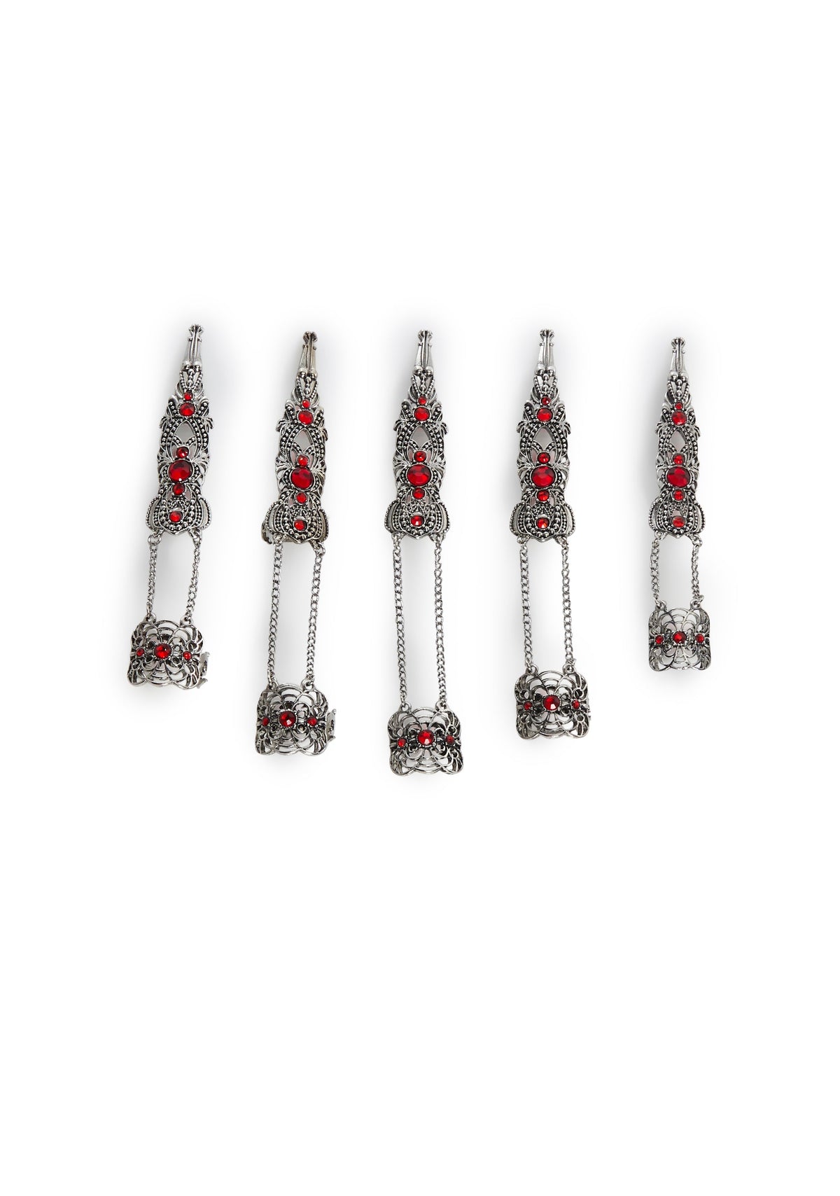 Gemstone Metal Nail Rings