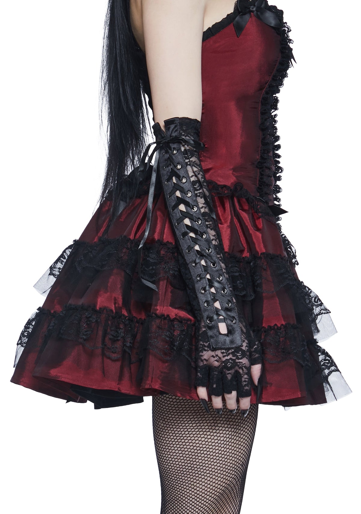 Tortured Lace Lace-Up Gloves