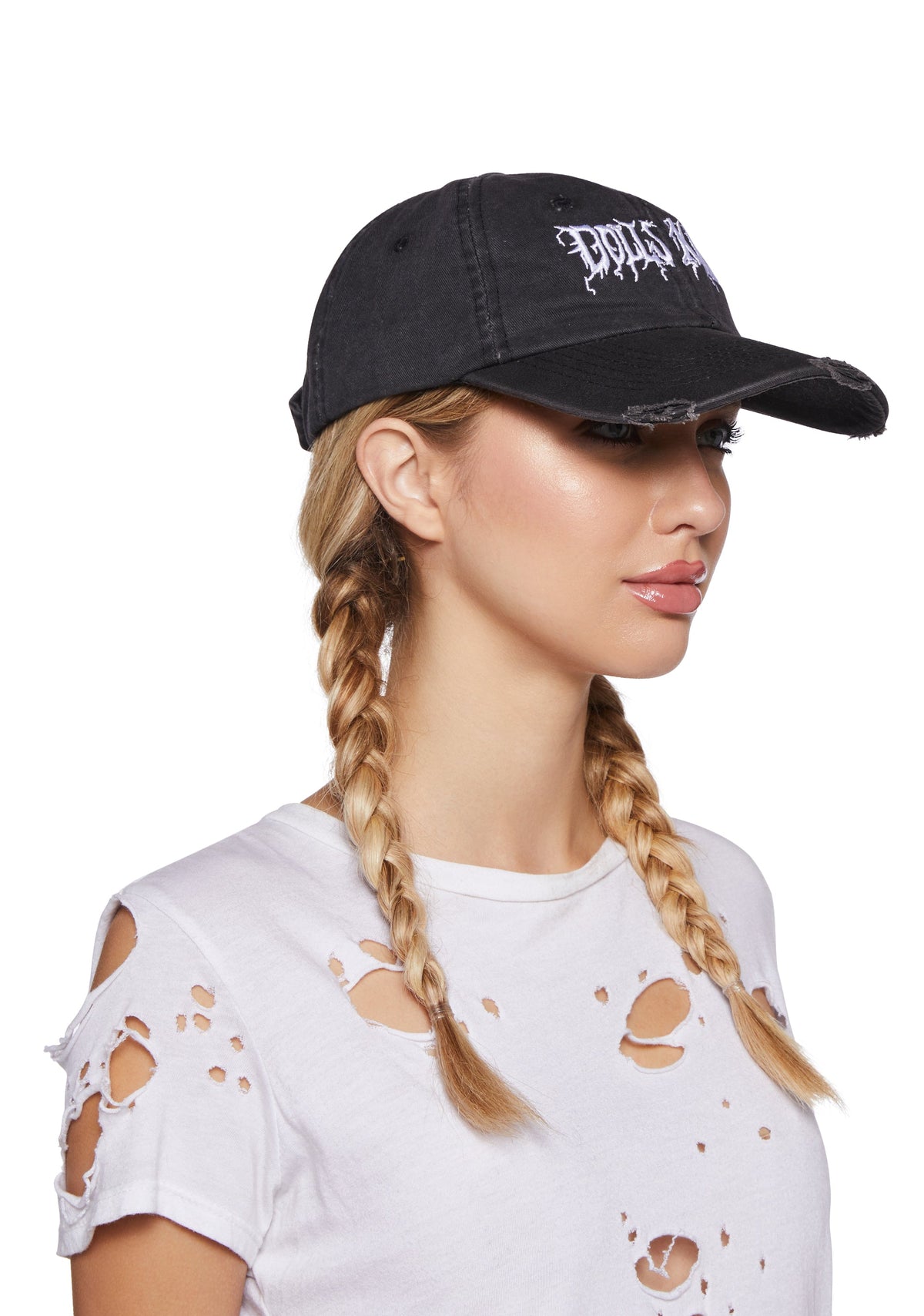 Dolls Kill Distressed Dad Cap - Black