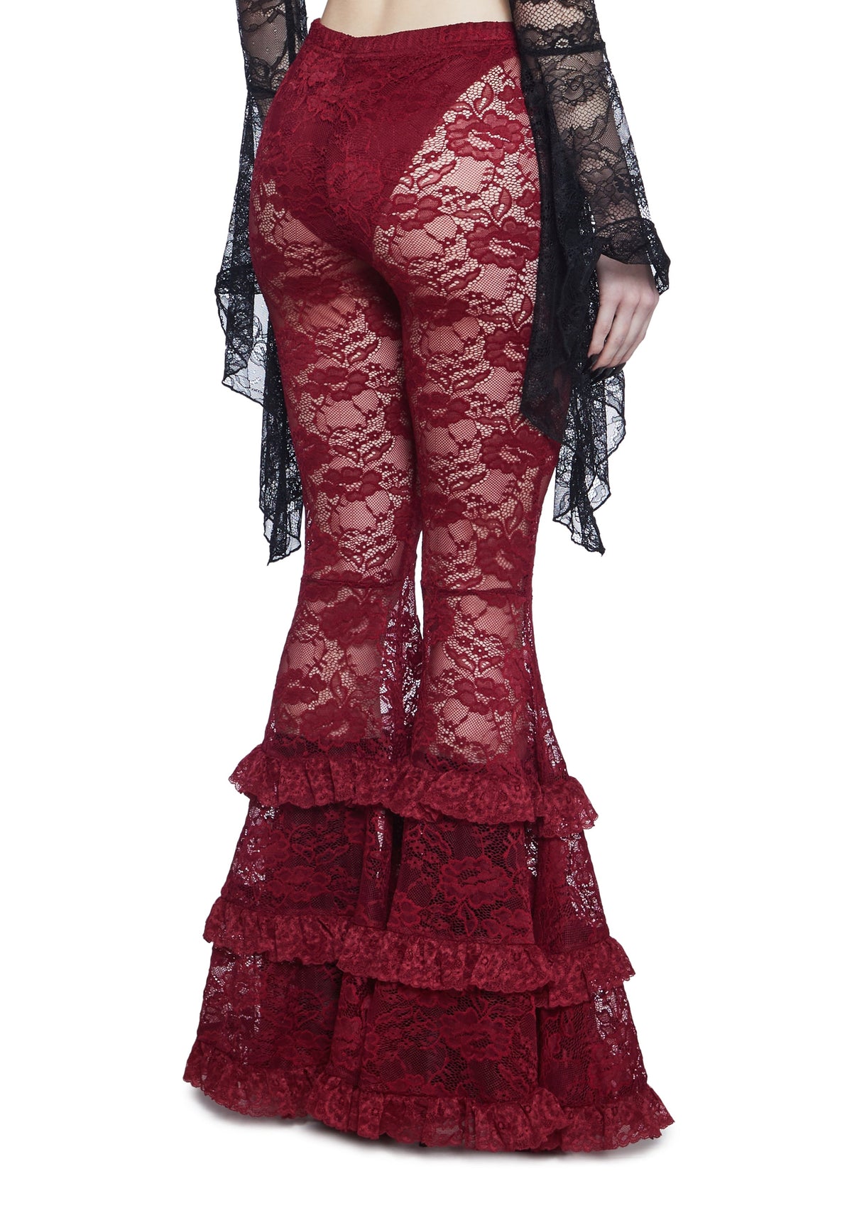 Crimson Lust Flare Pants - Dark Red