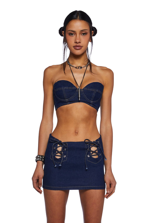 Bad Thoughts Denim Skirt Set