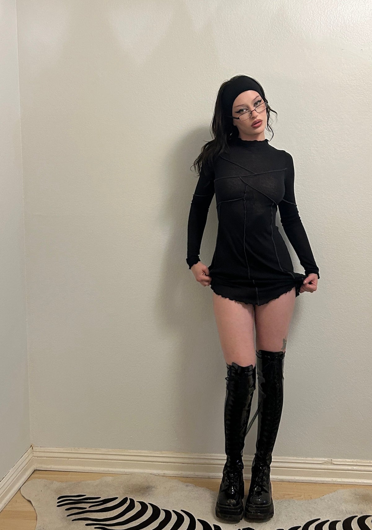 Warp Seamed Asymmetrical Mini Dress