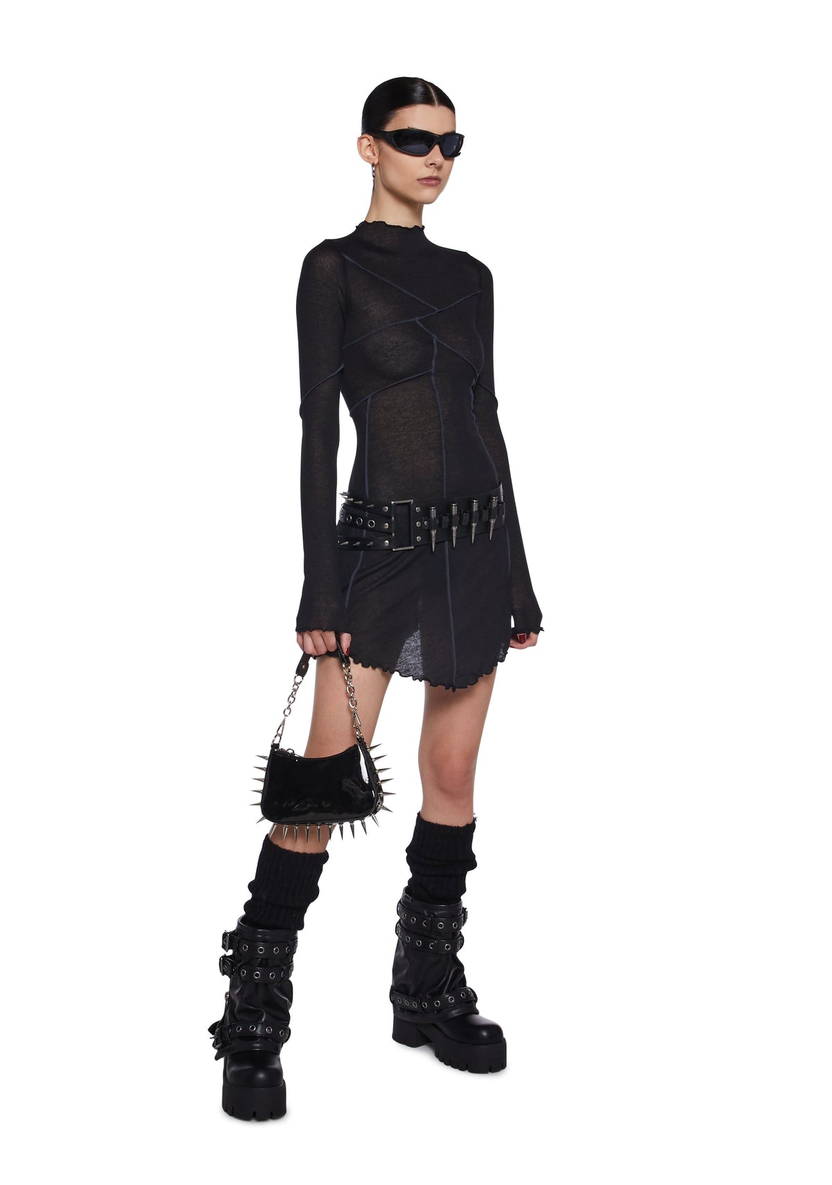Warp Seamed Asymmetrical Mini Dress