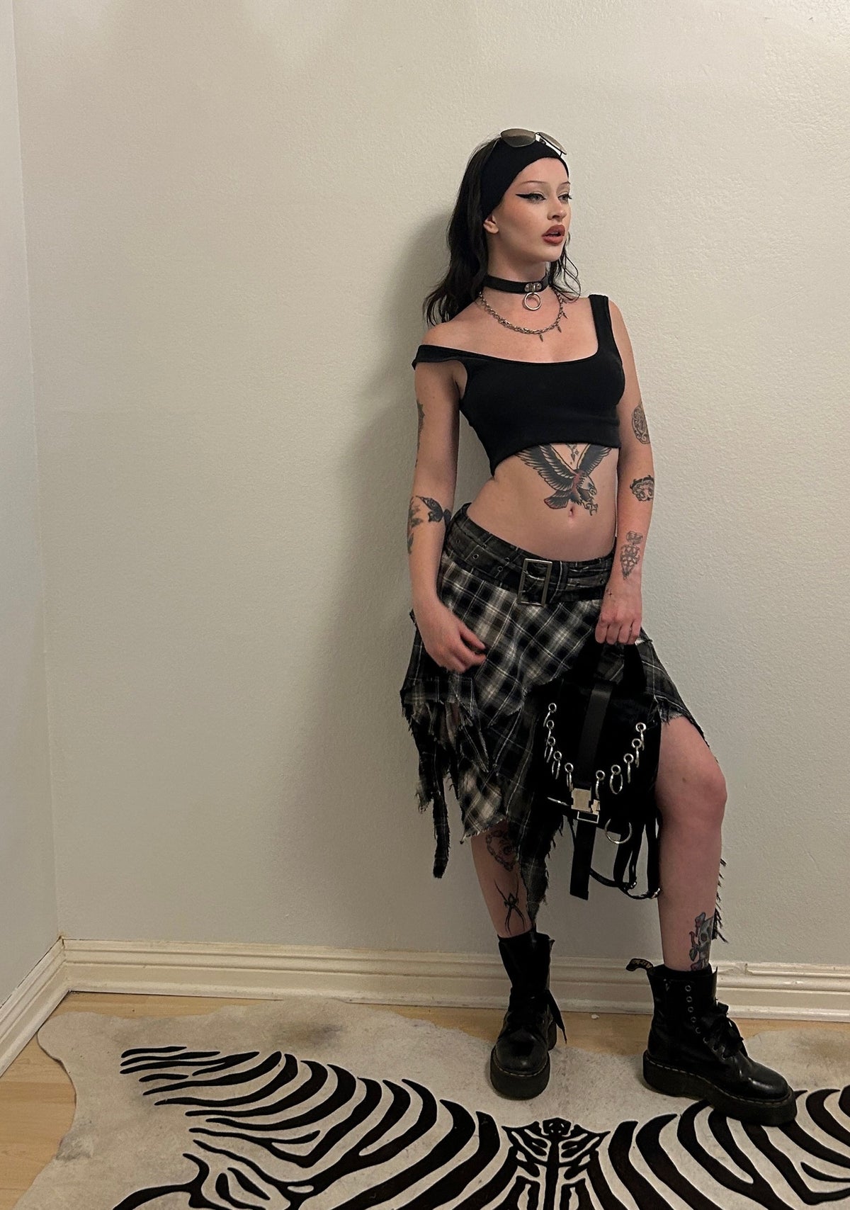 Warp Plaid Midi Skirt