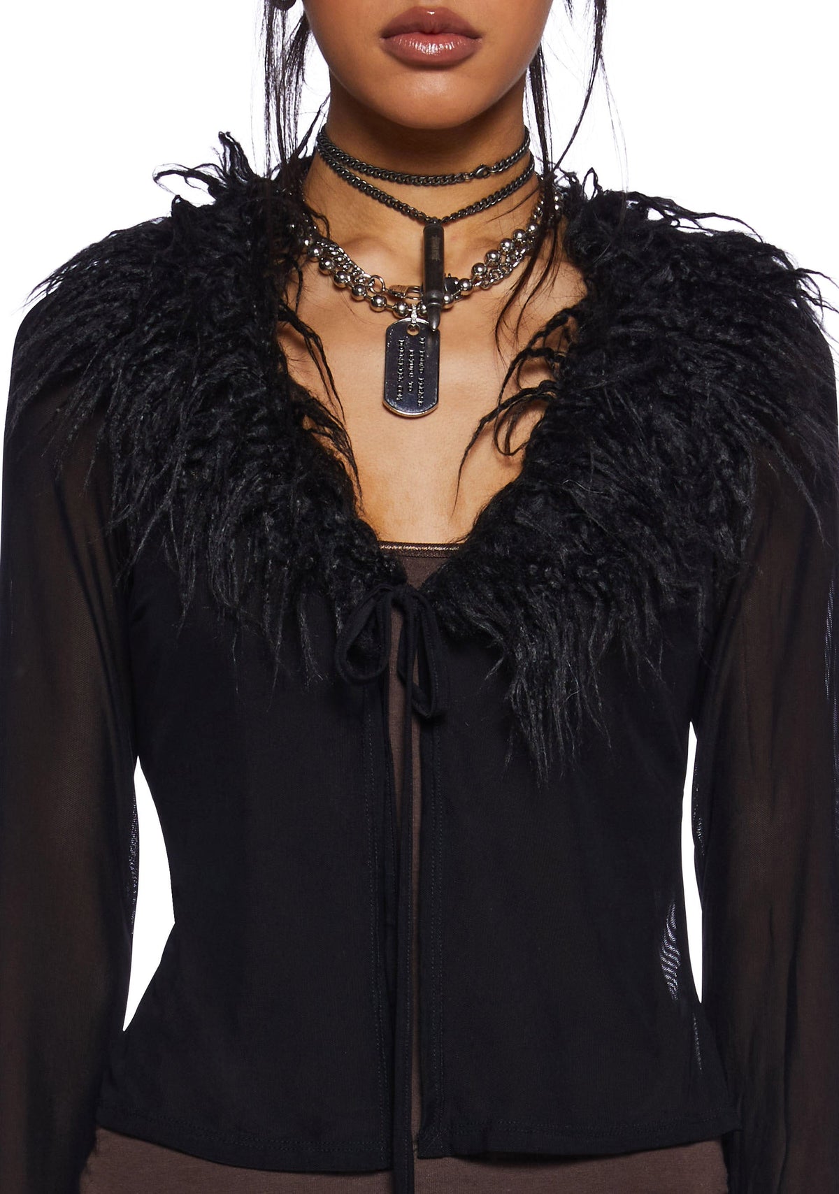 Rebel Charm Long Sleeve Top - Black