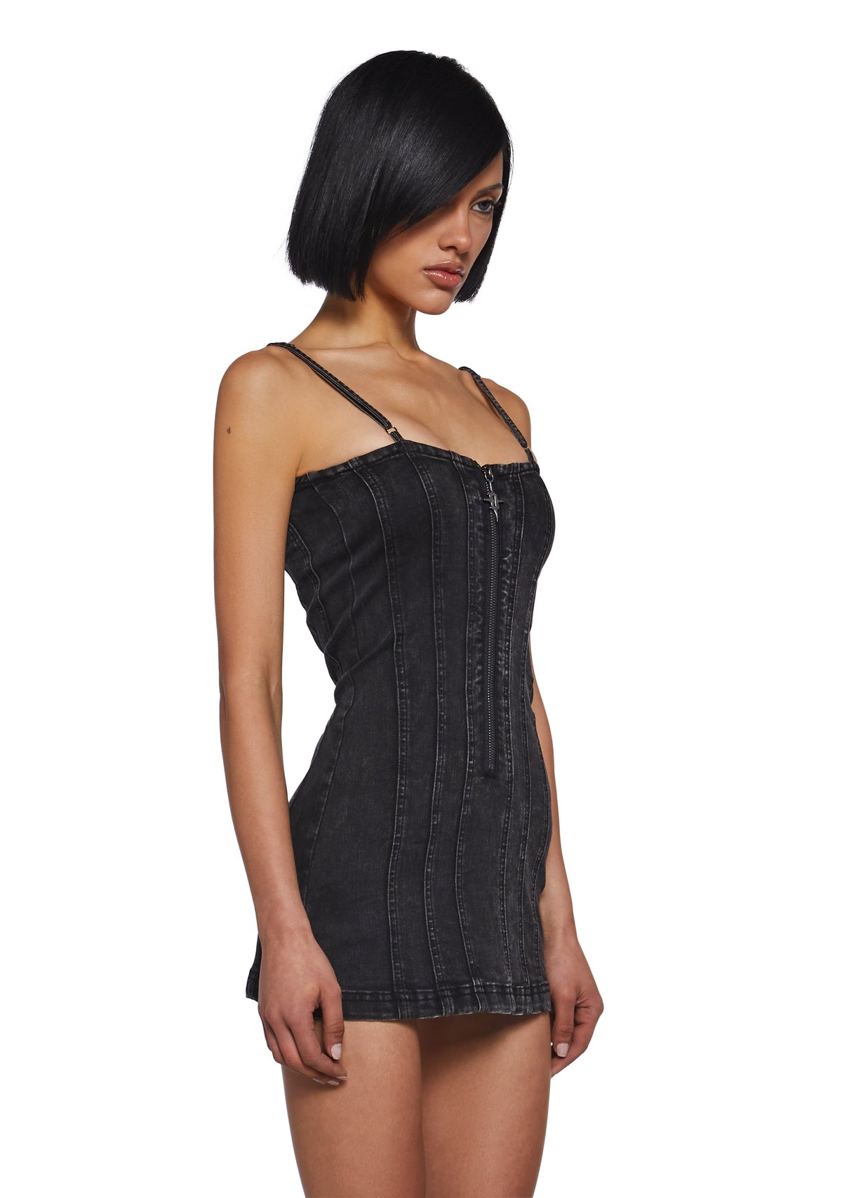 Washed Denim Mini Dress