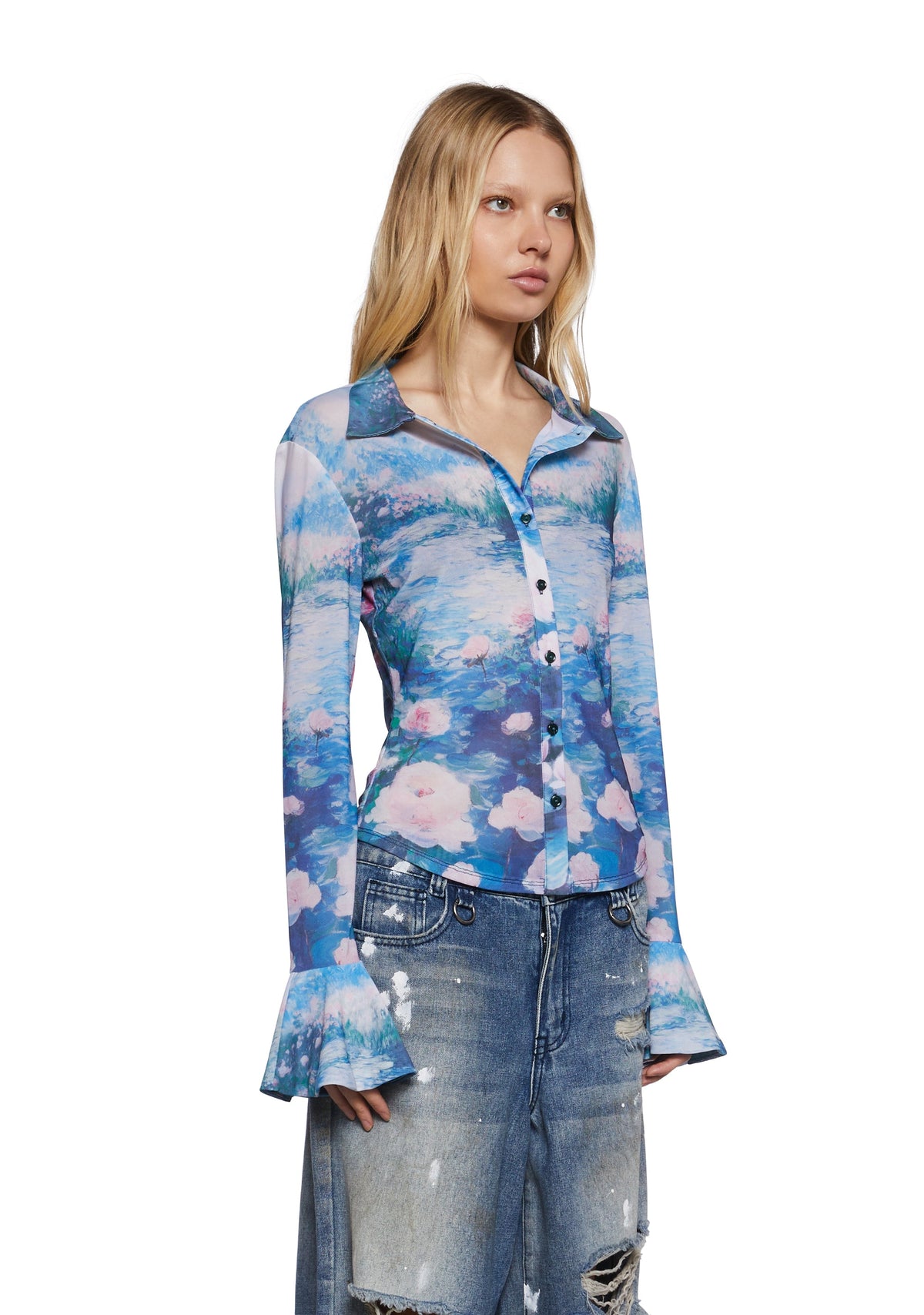 Watercolor Dreams Button Up Top