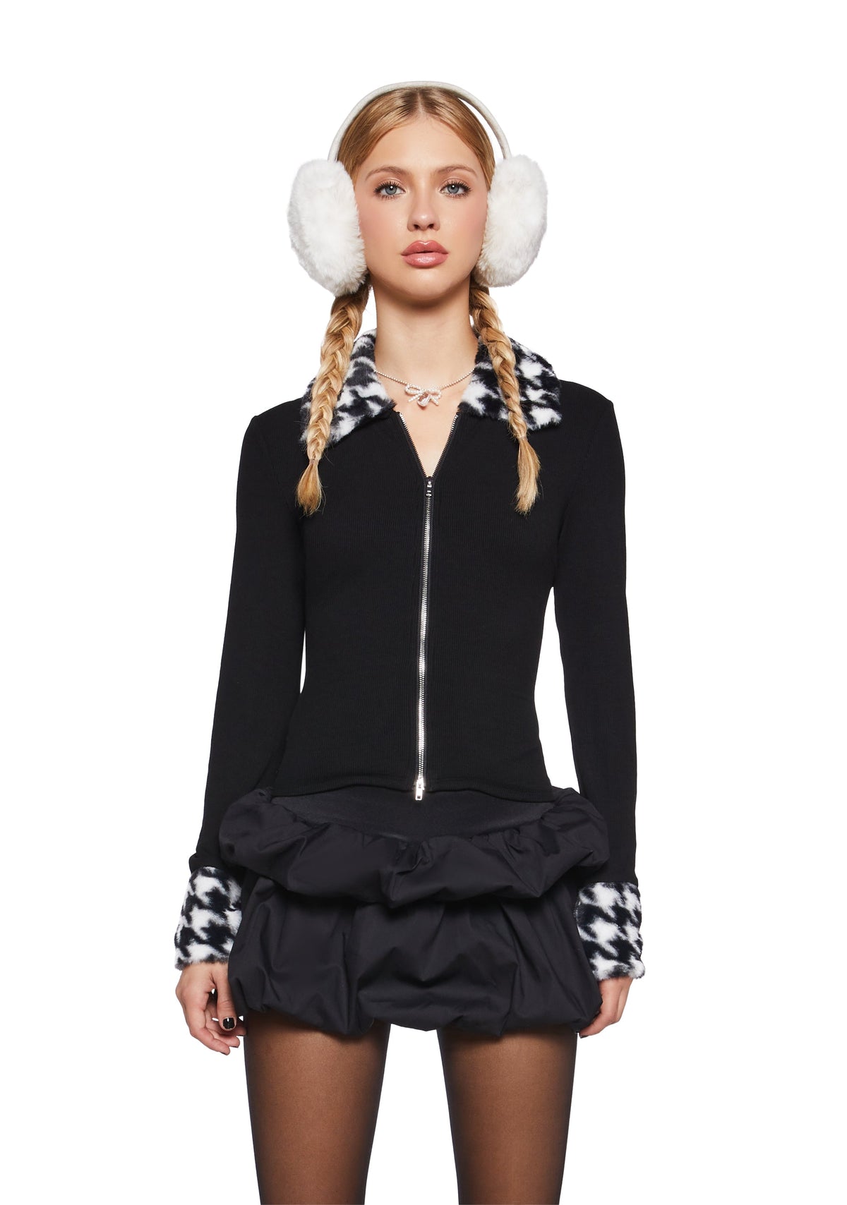 Posh Poise Zip-Up Cardigan - Black