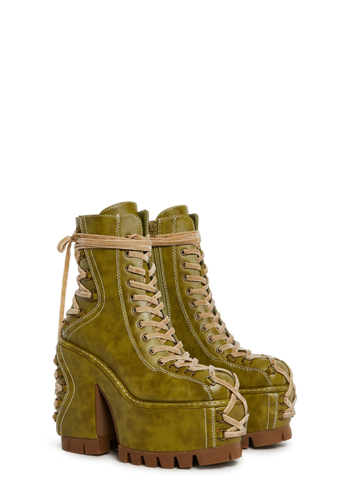 Woodland Lucid Dream Corset Boots - Green