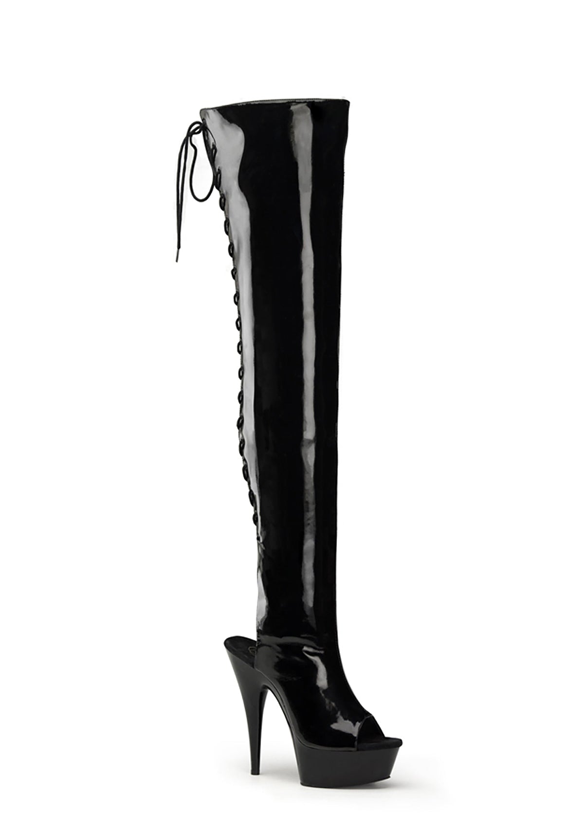 Delight-3017 Platform Thigh High Boots-Black