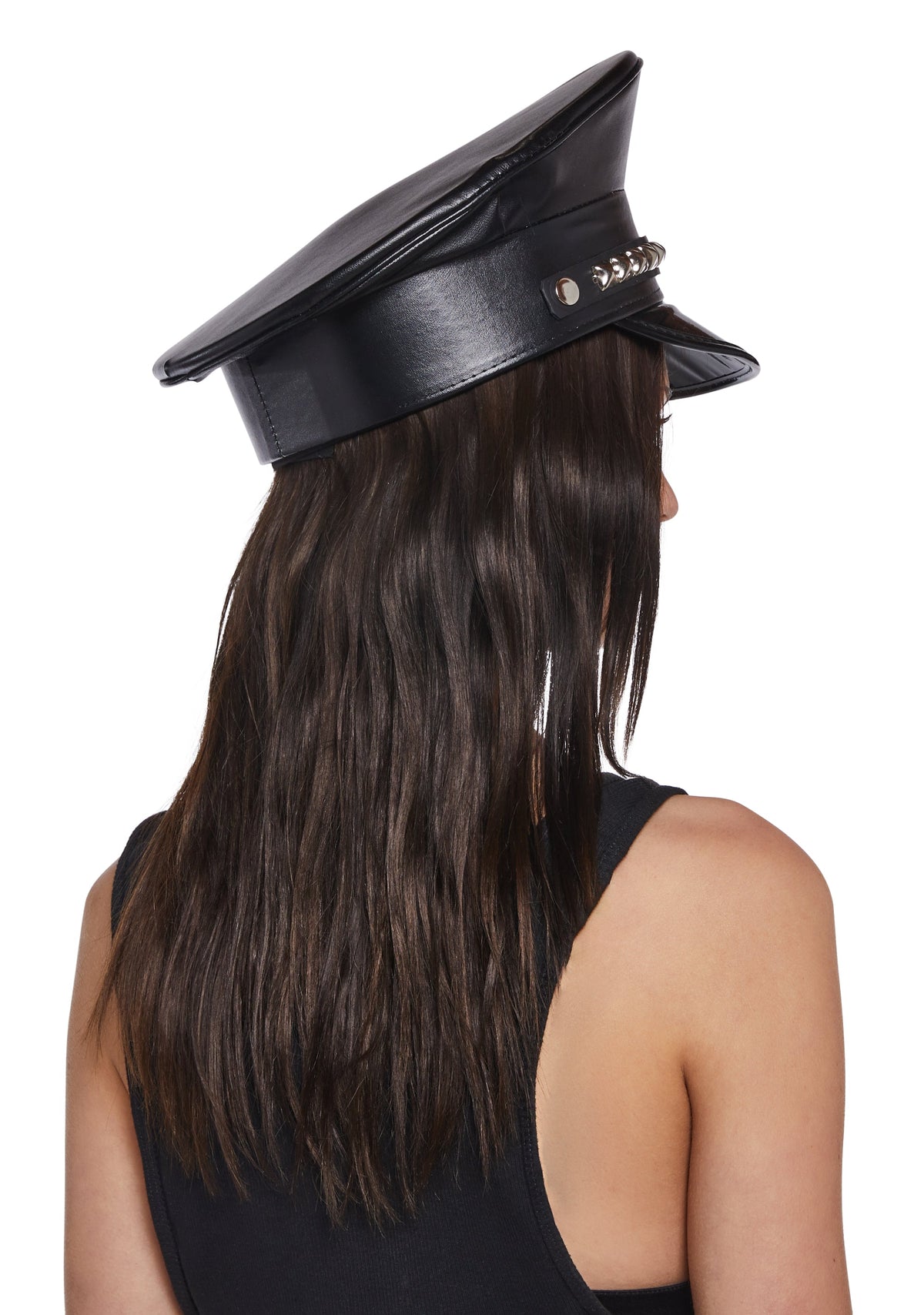 Pyramid Studded Captain Hat - Black
