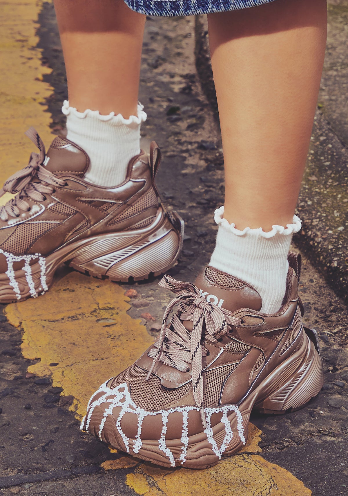 Forest Lines Mega Chunky Trainers - Khaki
