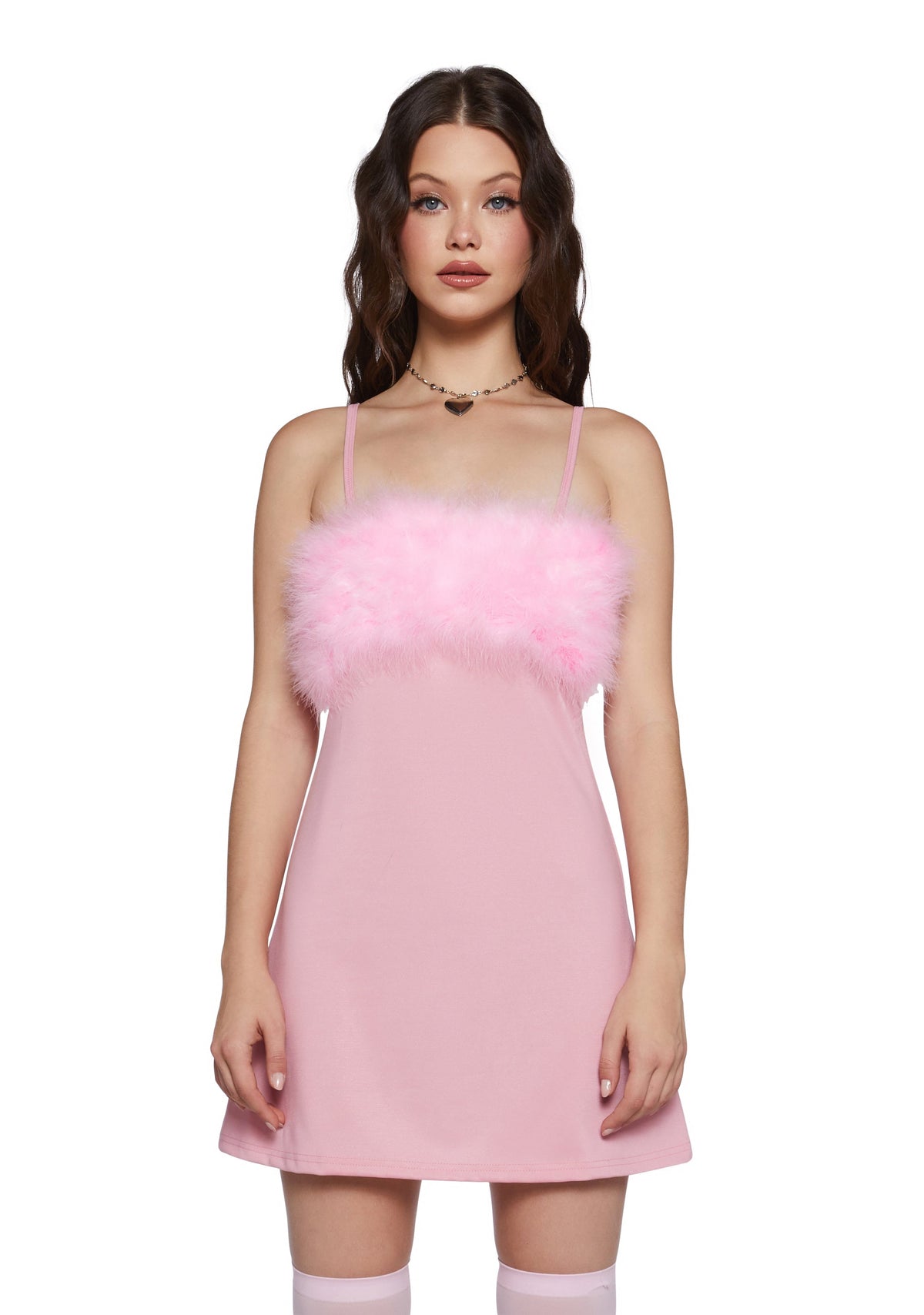 Flirty N' Thriving Marabou Dress - Pink