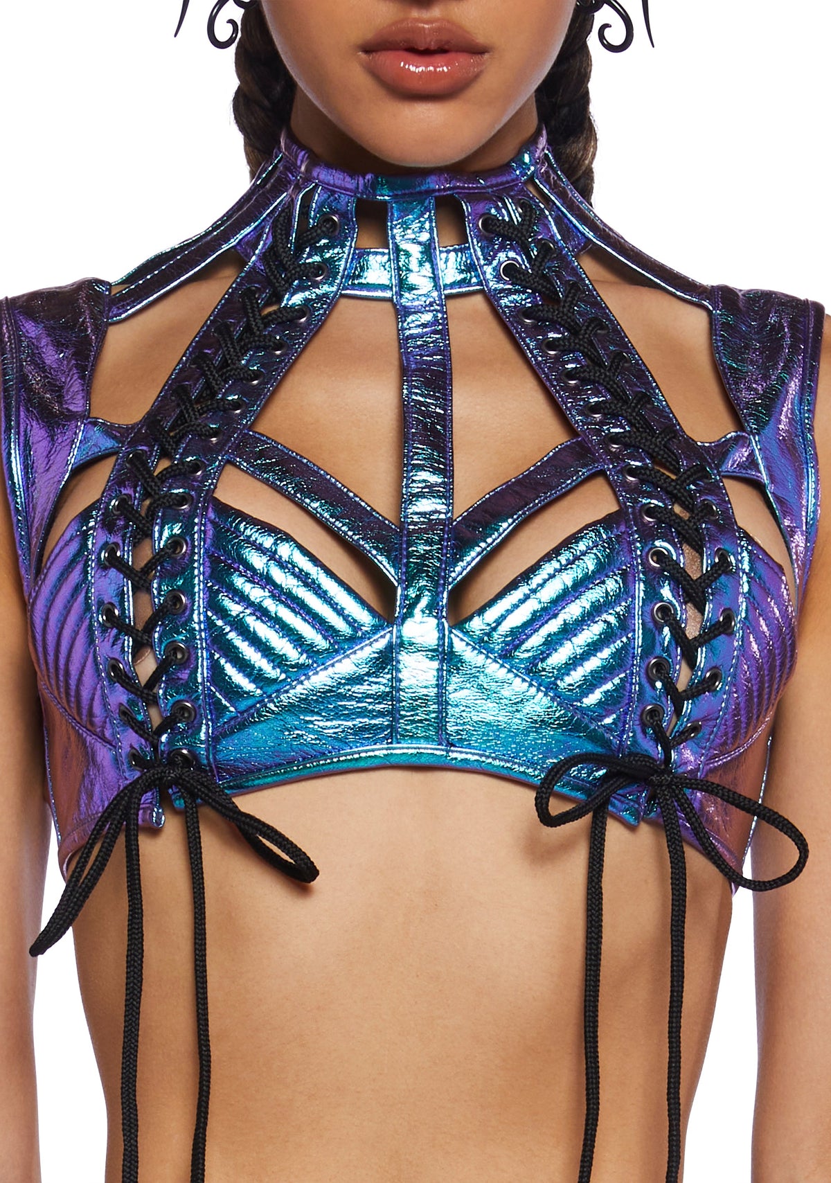 Rude Awakening Harness Bra Top - Indigo