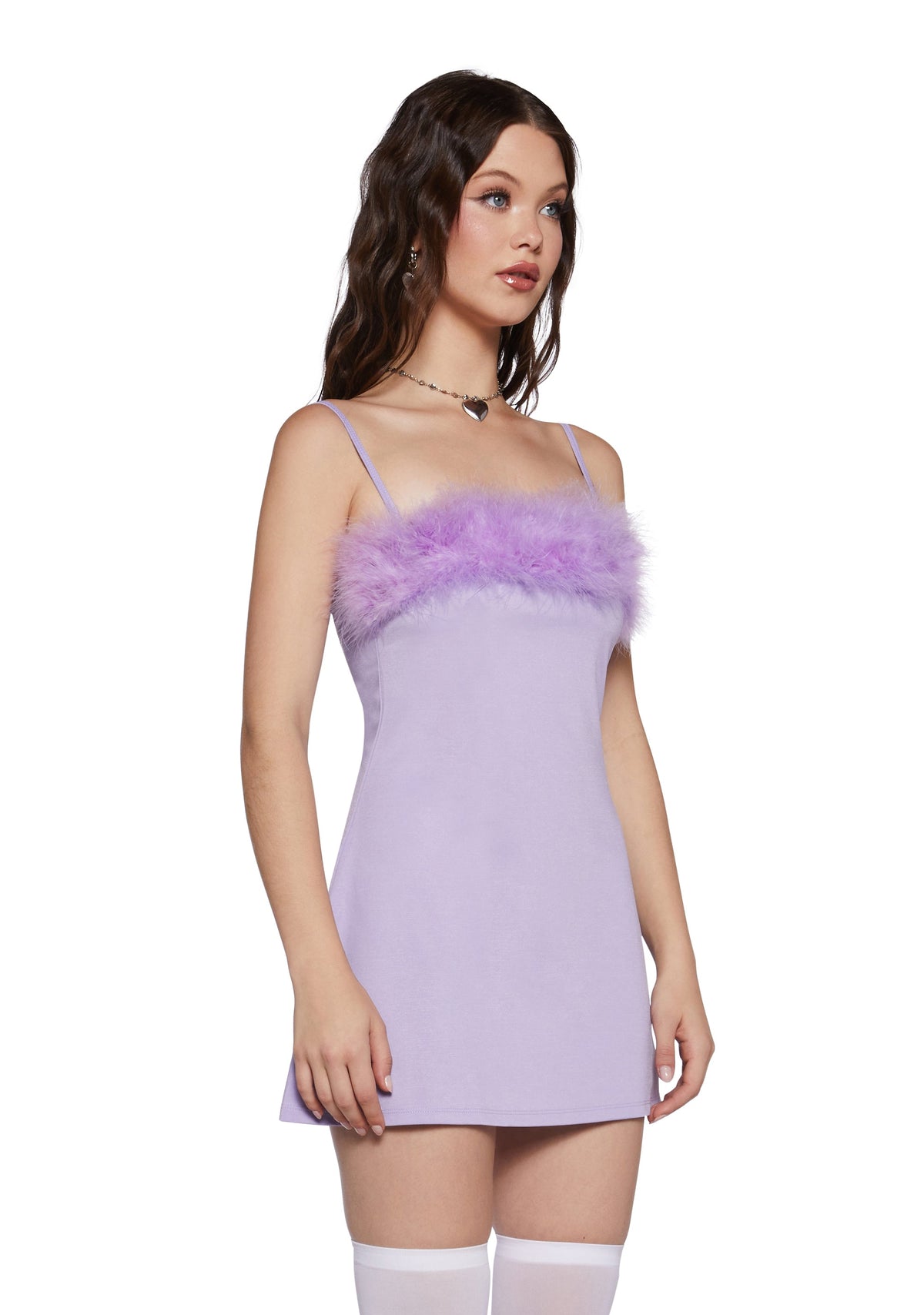 Flirty N' Thriving Marabou Dress - Light Purple