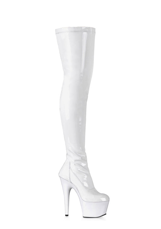 Adore-3000 Platform Thigh High Boots-White