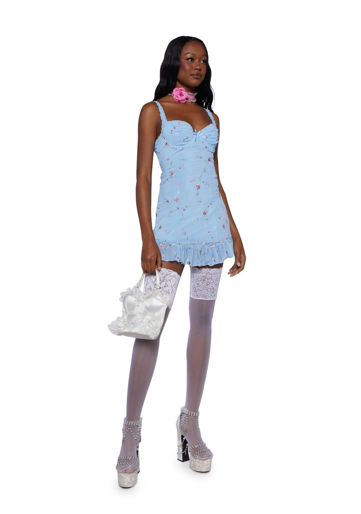 I'm Baby Mini Slip Dress - Light Blue