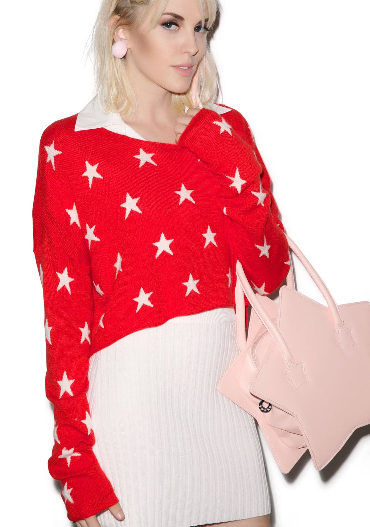 Starlight Cropped Billy Sweater - Dark Pink