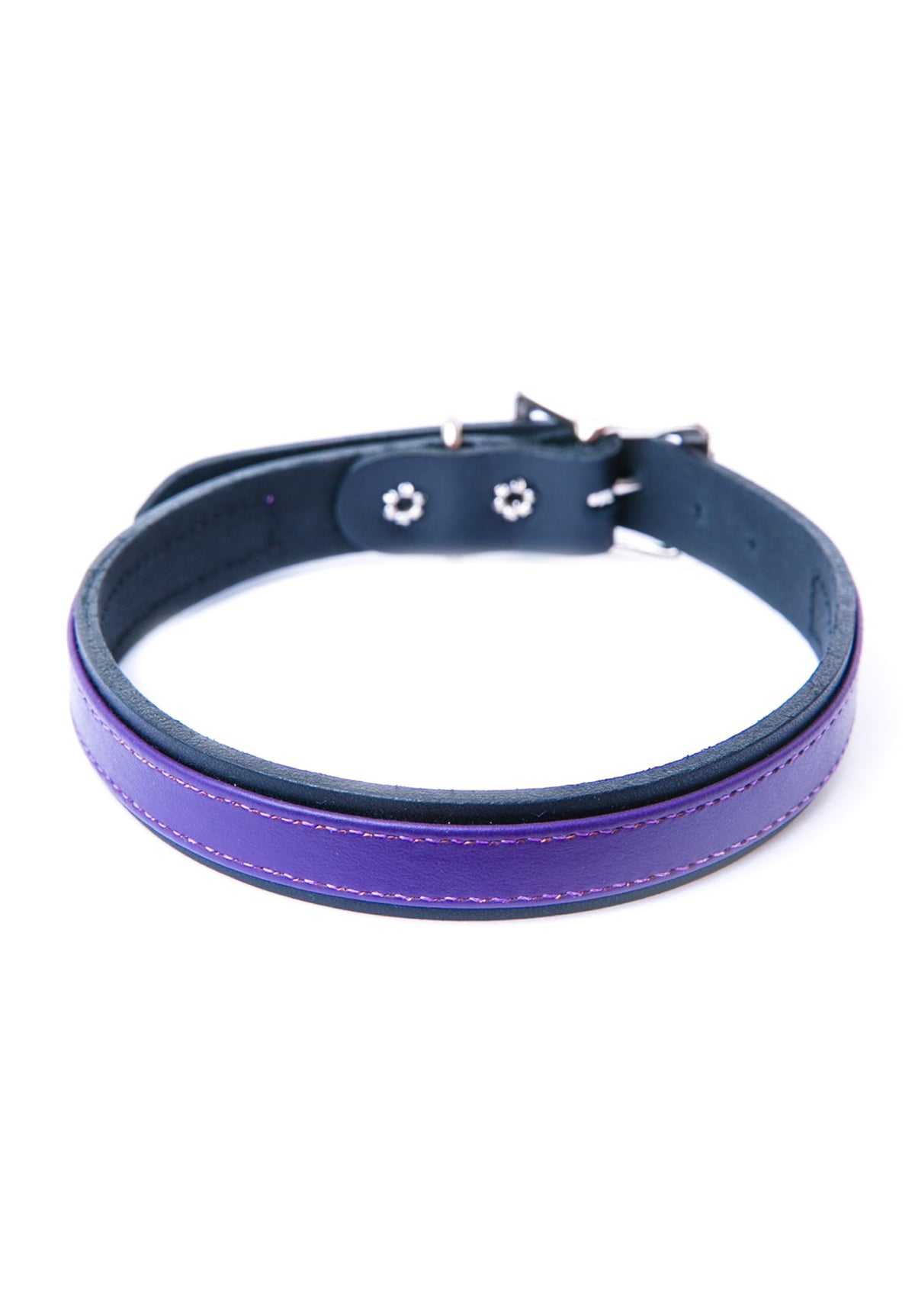 Strap Tease Leather Choker - Purple