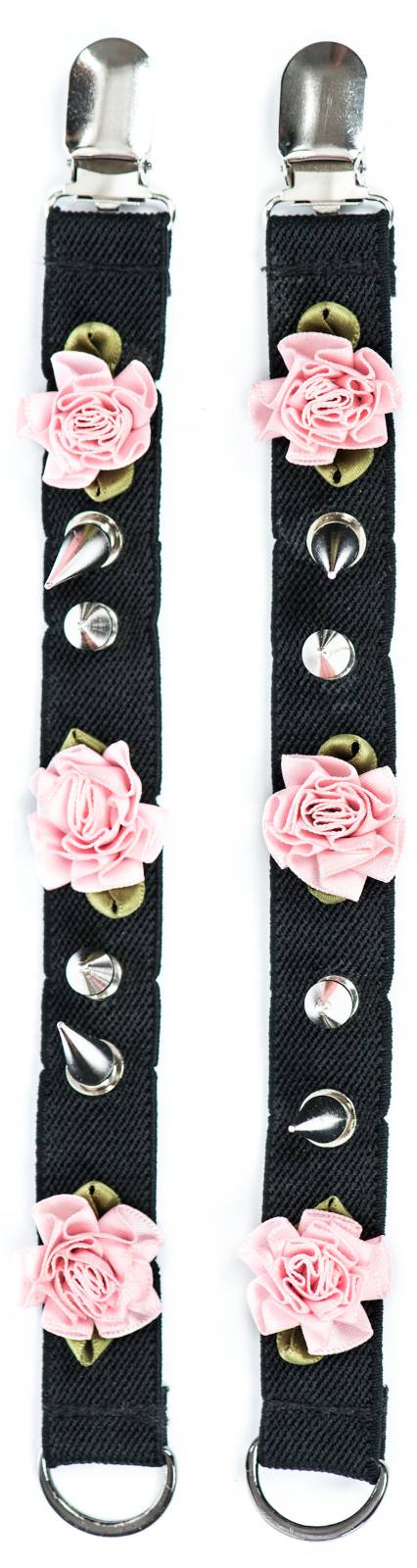 Spikes and Flower Shoe Garter - Pink