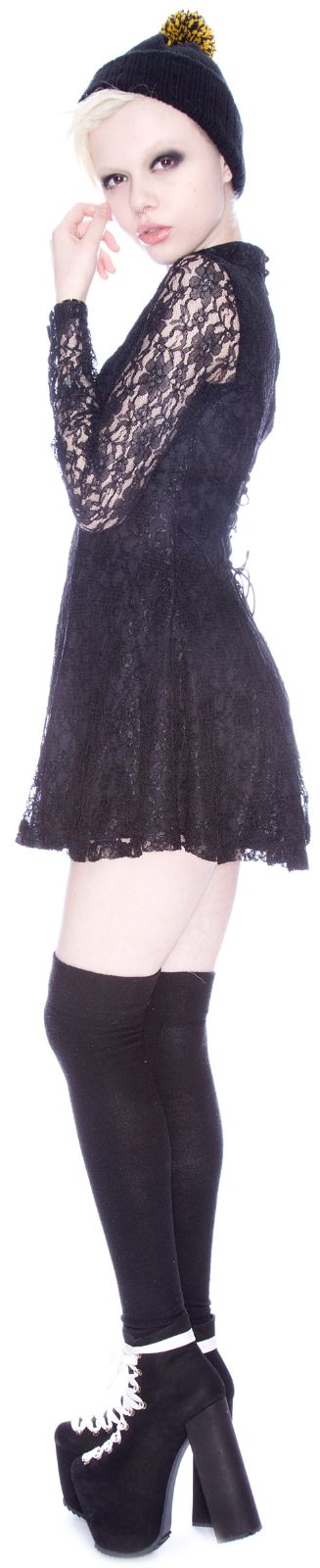 Lace Choker Dress - Black