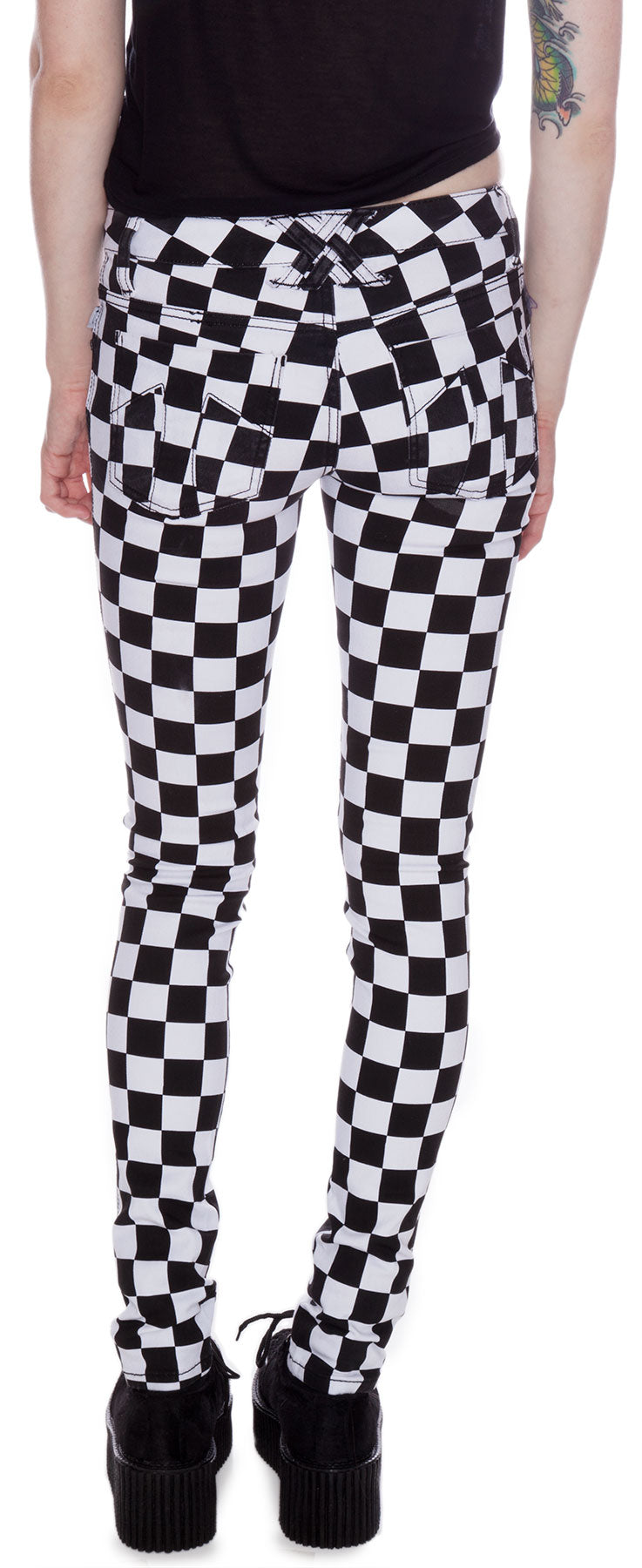 Dyed Checkered Jeans - Red