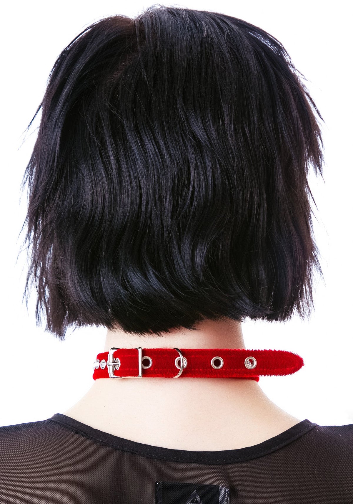 O Face Velvet Crystal Choker - Pink
