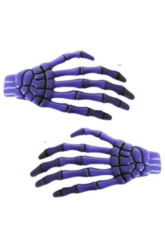 Skeleton Bone Hands Hair Slides - Blue