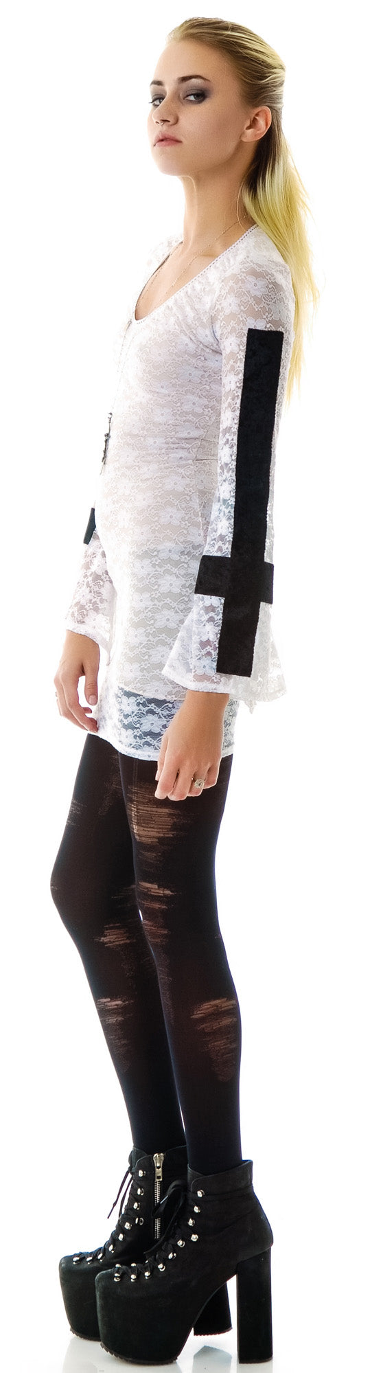 Silent Ceremony Lace Dress - Black