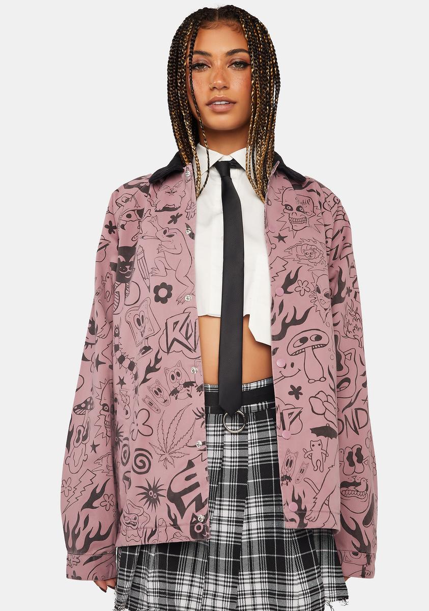 We Don't Care Coaches Jacket - Light Pink