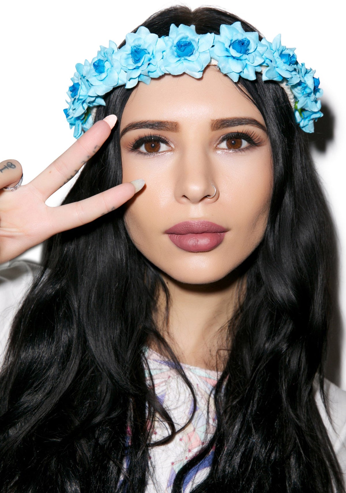 Flower Power Headband - Light Blue
