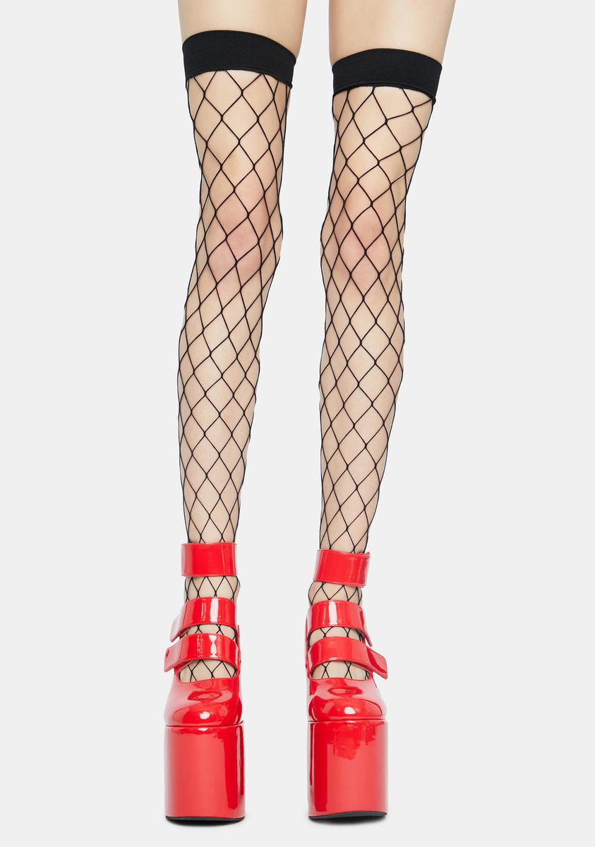 Dark Doomsday Net Thigh Highs