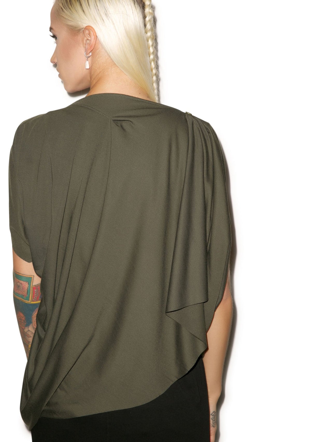 Empire Cowl Neck Tank - Dark Green