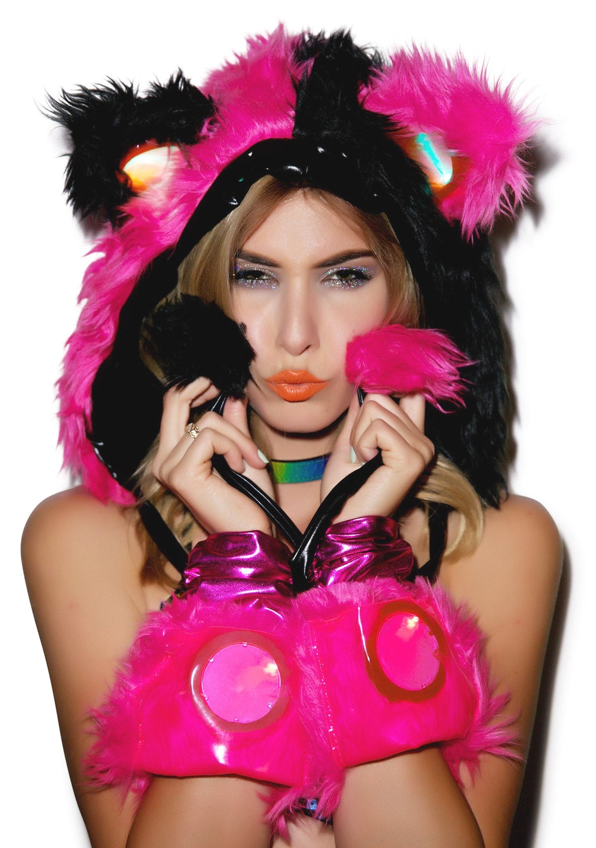 Gettin' Freaky Faux Fur Hood - Black