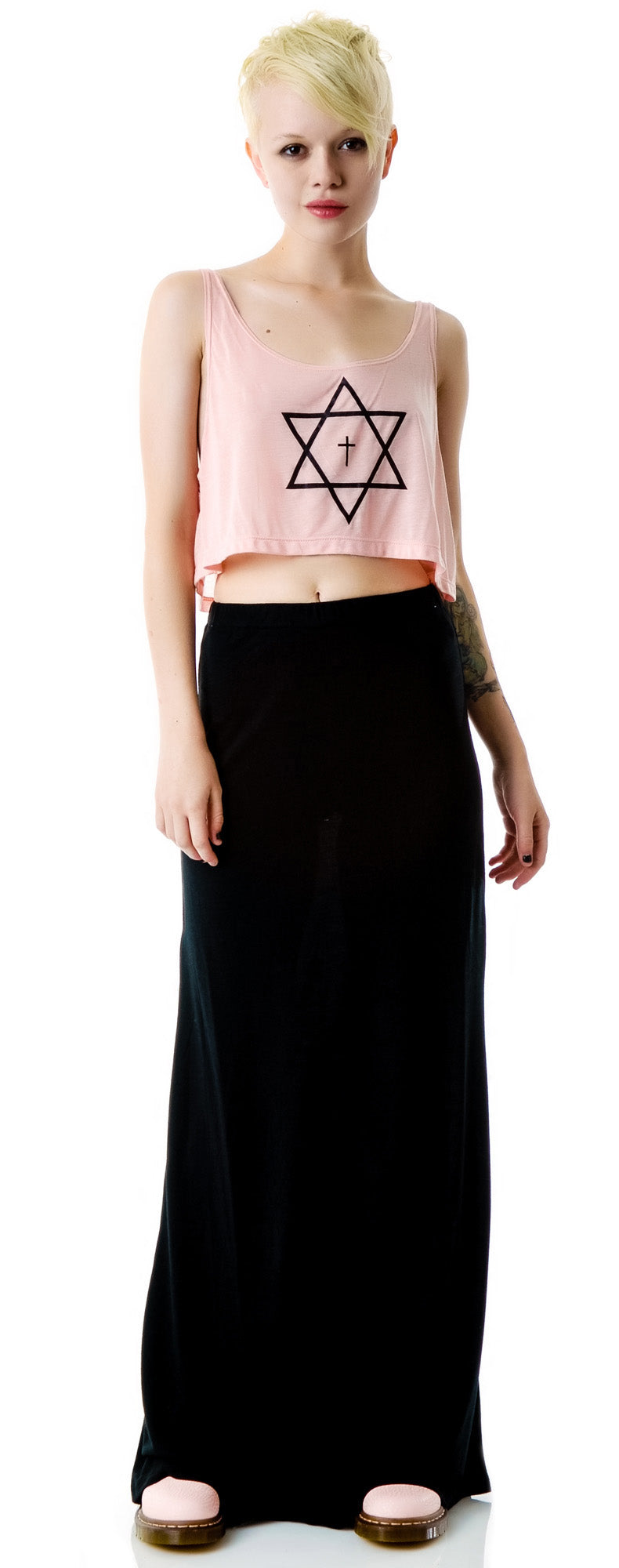 Trippy Cropped Tank Top - Light Blue