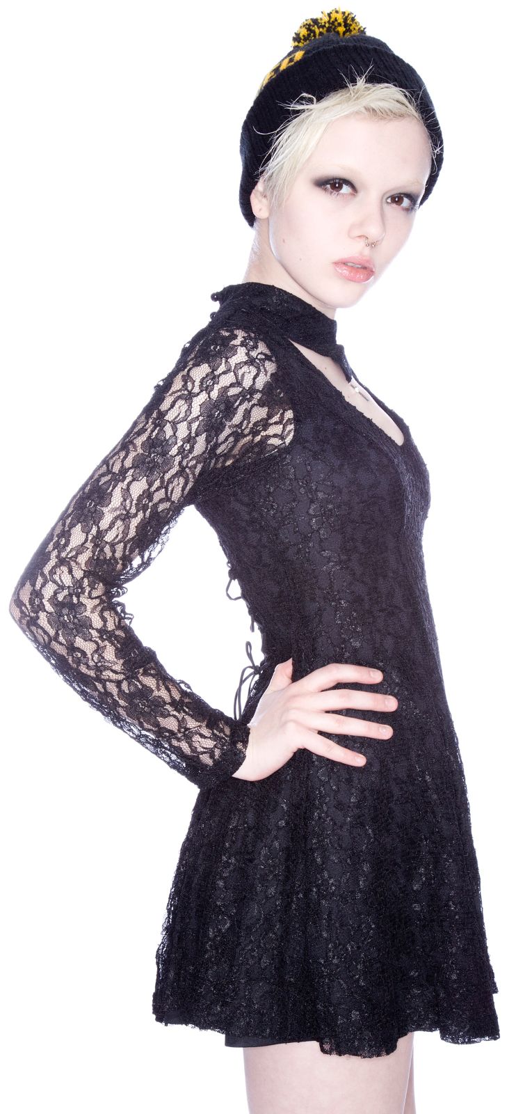 Lace Choker Dress - Black