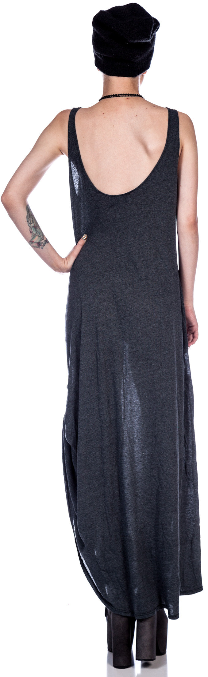 Inside Out Grunge Maxi Dress - Black